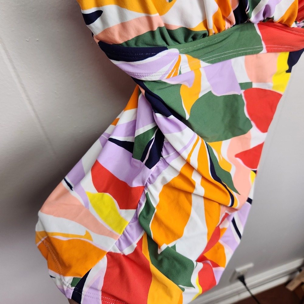 Anne Cole Tankini Top 32C/34B Multicolor Tropical Print Ruched NWT - Picture 5 of 5